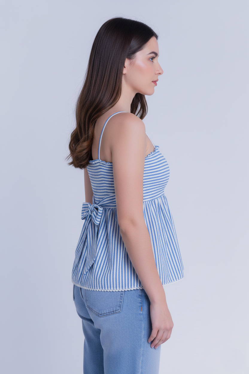 Blusa de tirantes con estampado a rayas