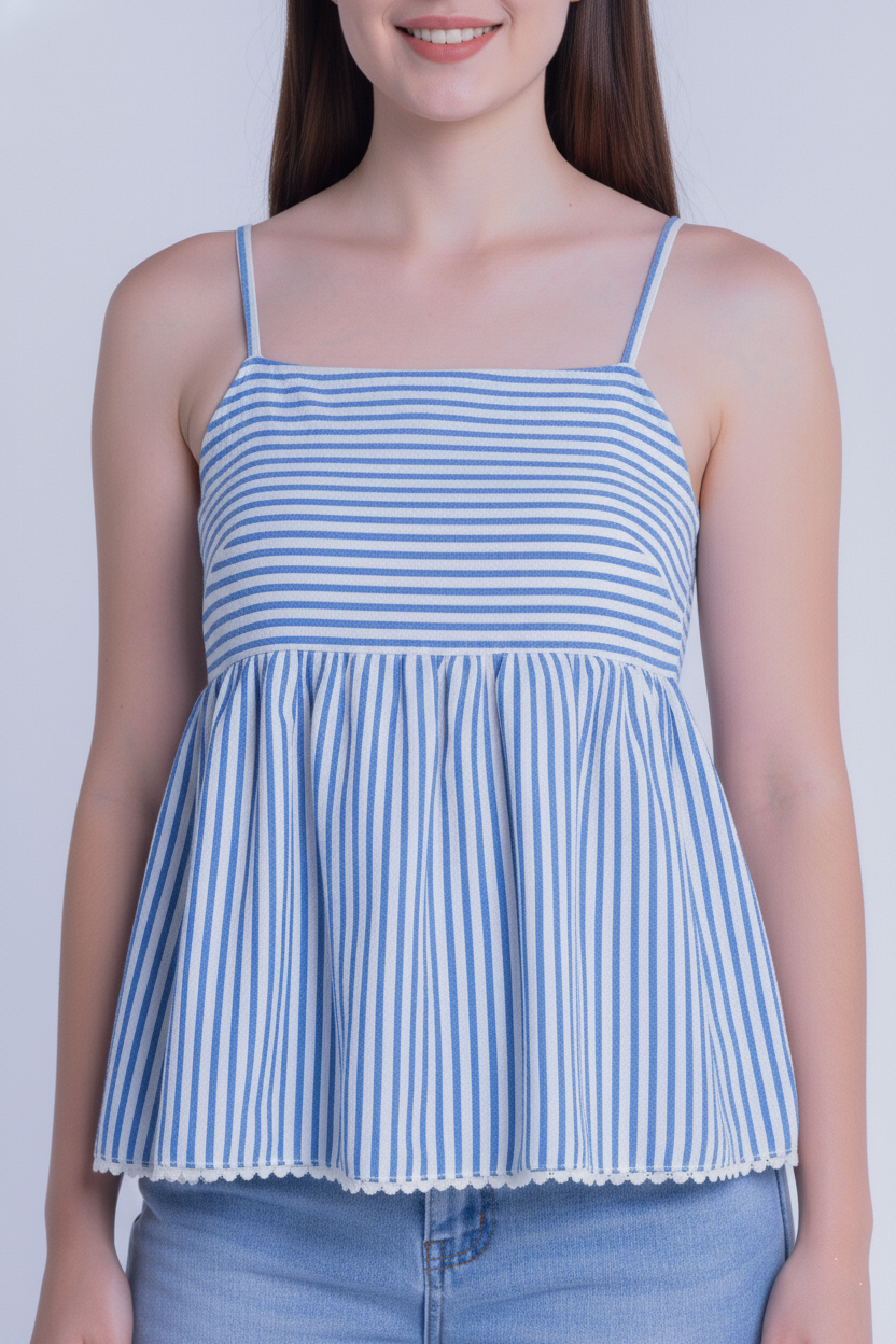 Blusa de tirantes con estampado a rayas