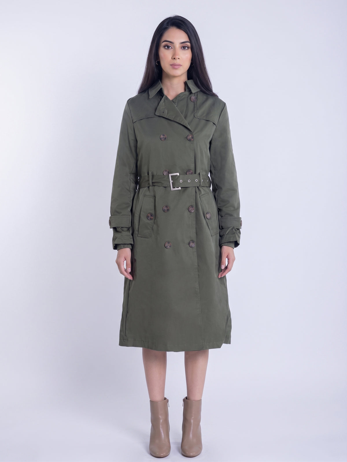Gabardina con botones cruzados estilo europeo