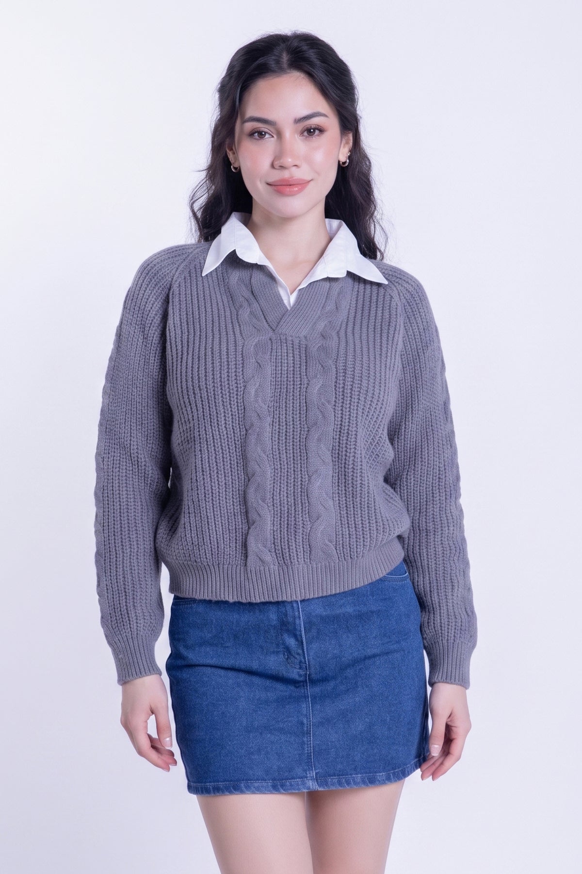 Suéter con cuello estilo camisa