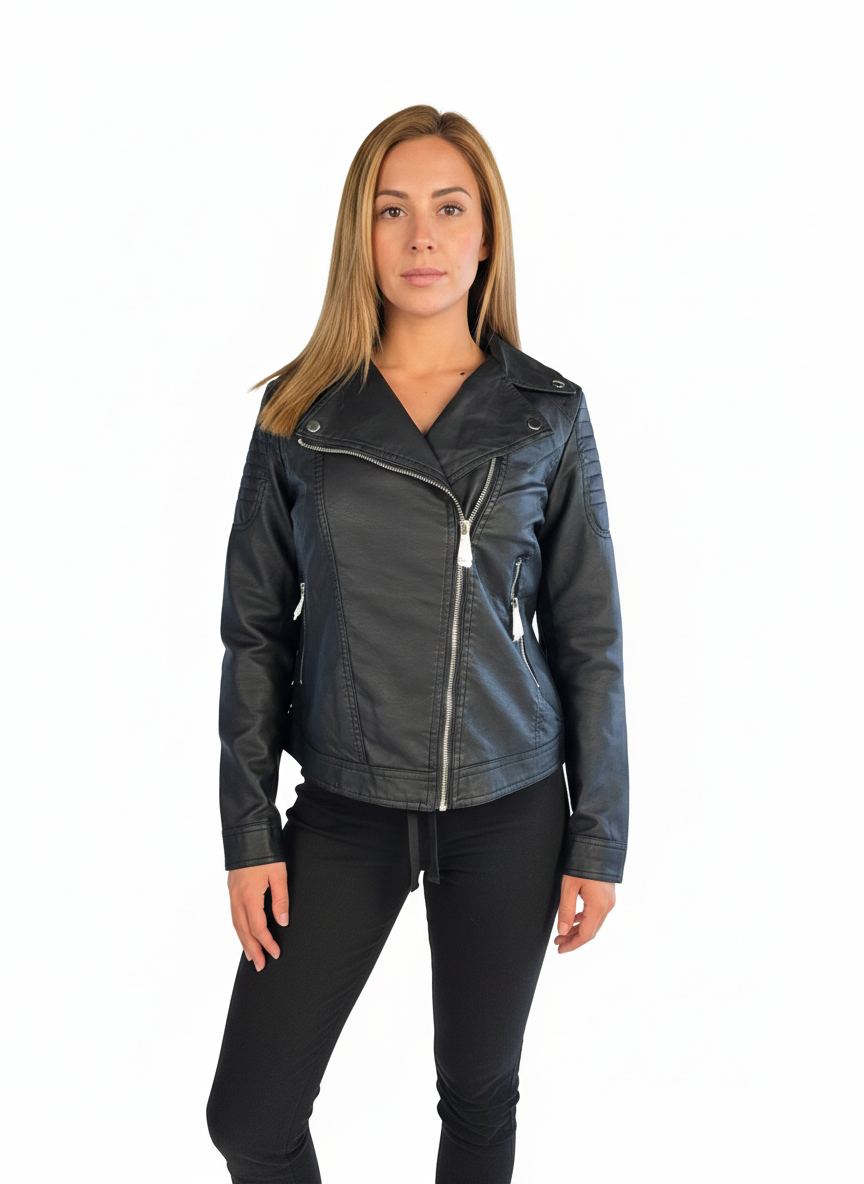 Chamarra vinipiel estilo rockera