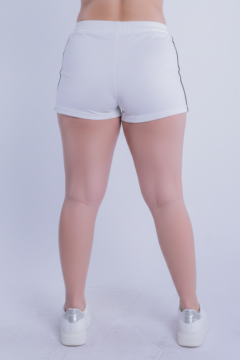 Short blanco deportivo blanco con rayas laterales