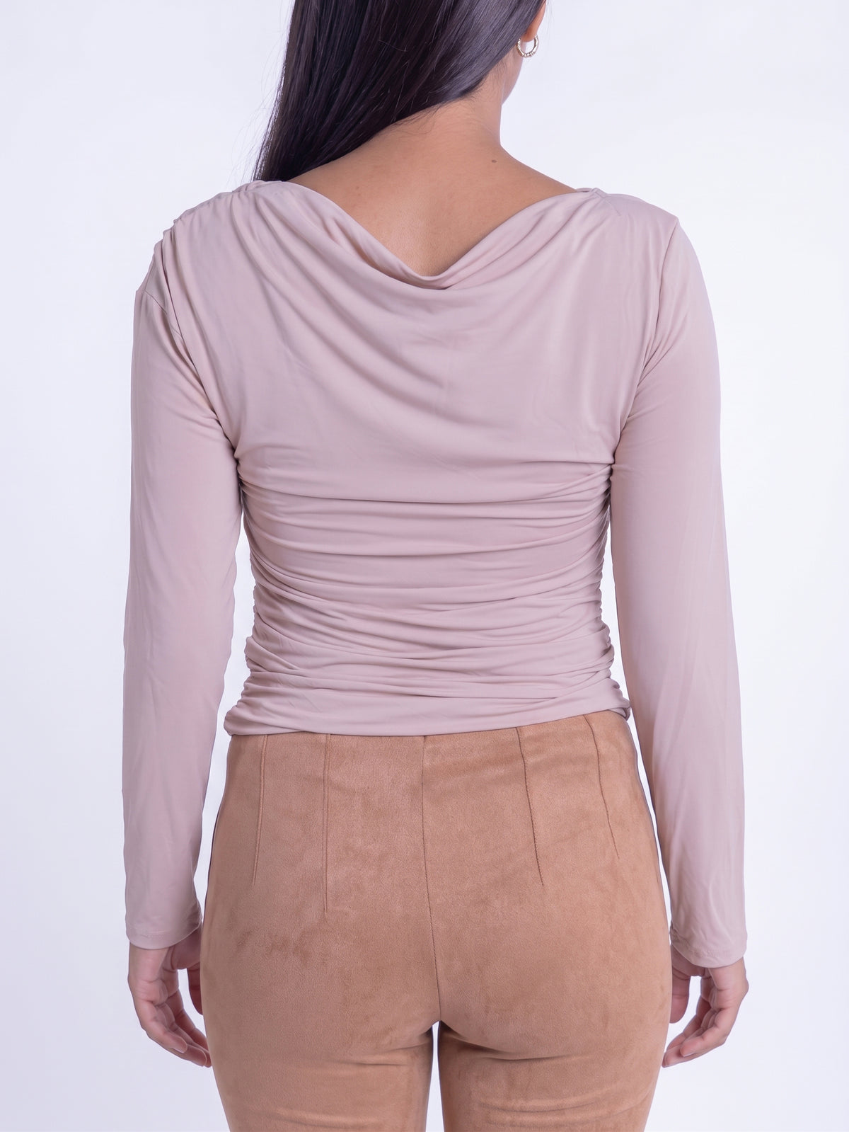 Blusa rosa cuello cardo manga larga