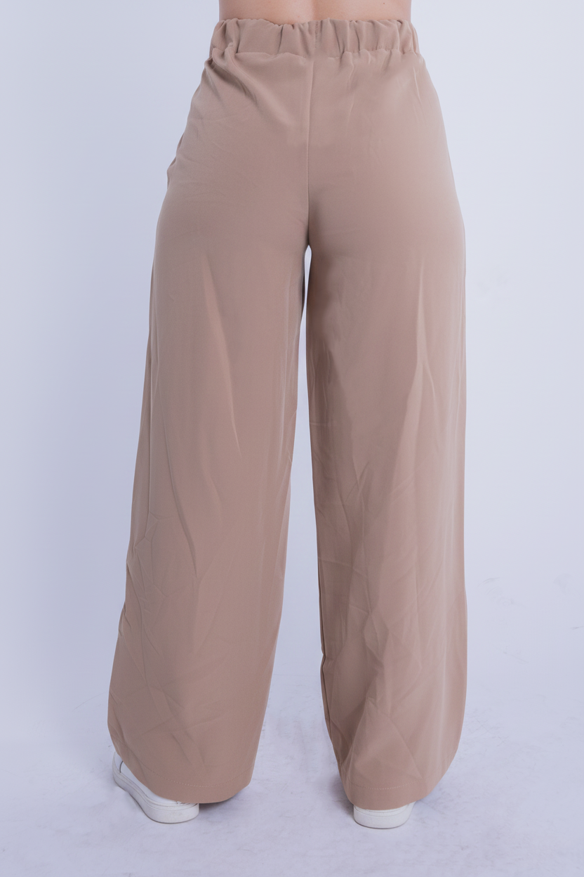 Pantalón beige con pinzas laterales cierre a un boton