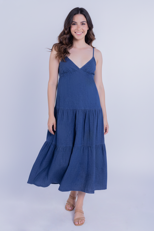Vestido de mezclilla seccionado tipo boho