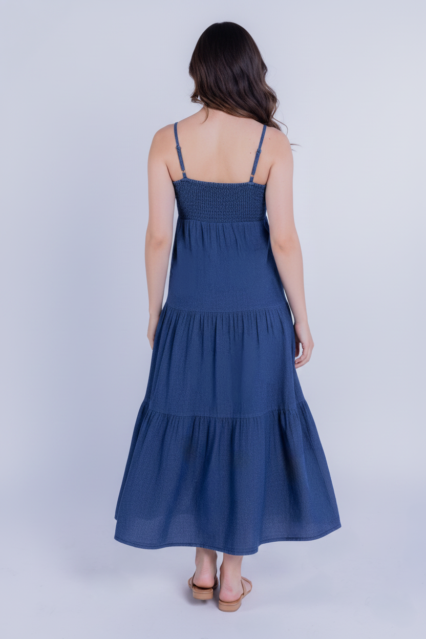 Vestido de mezclilla seccionado tipo boho