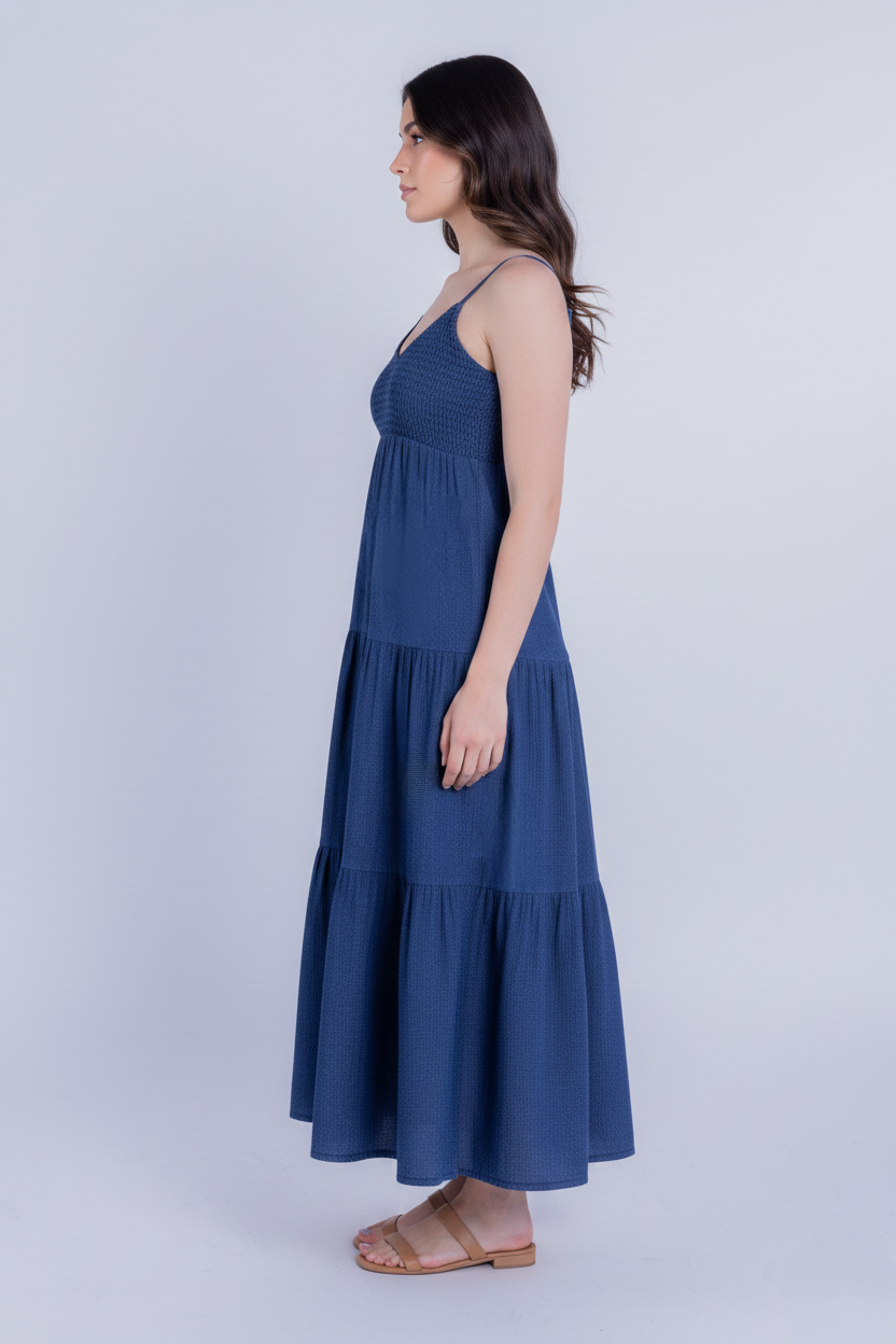 Vestido de mezclilla seccionado tipo boho