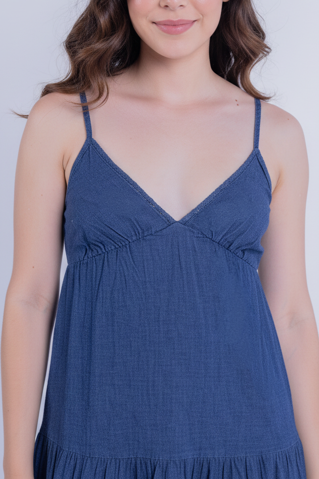 Vestido de mezclilla seccionado tipo boho
