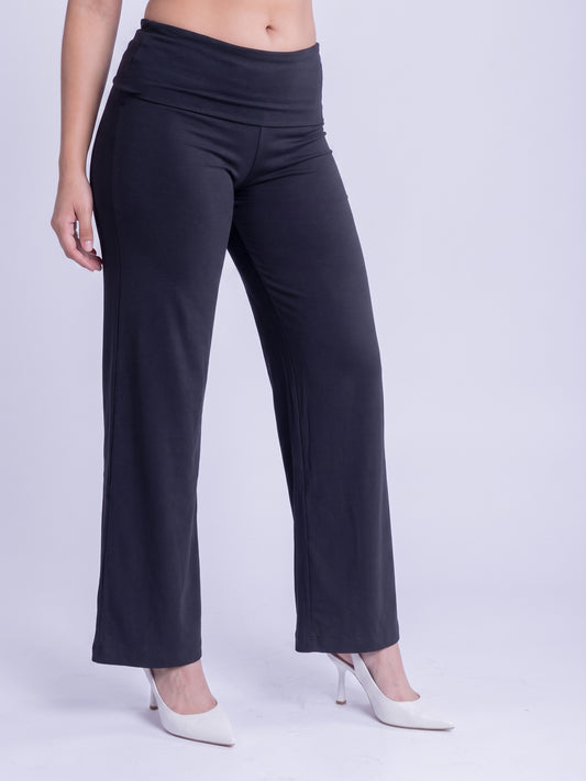 Pantalones negro con dobladillo en cintura