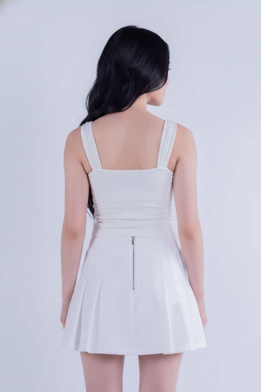 Blusa de tirantes mesh beige
