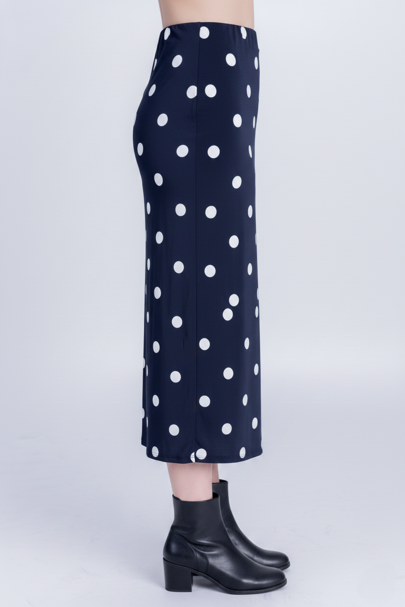 Falda tipo lápiz negra de puntos