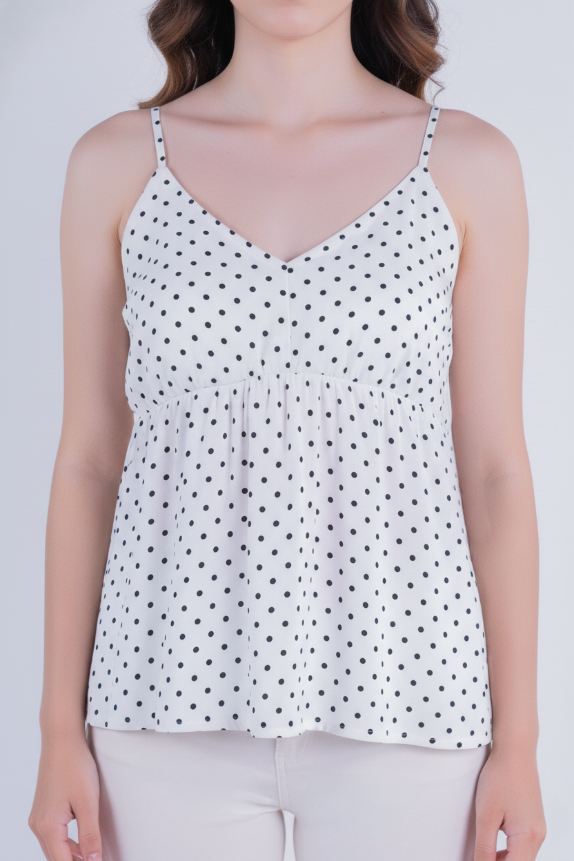 Blusa de tirantes escote en V estampado de puntos