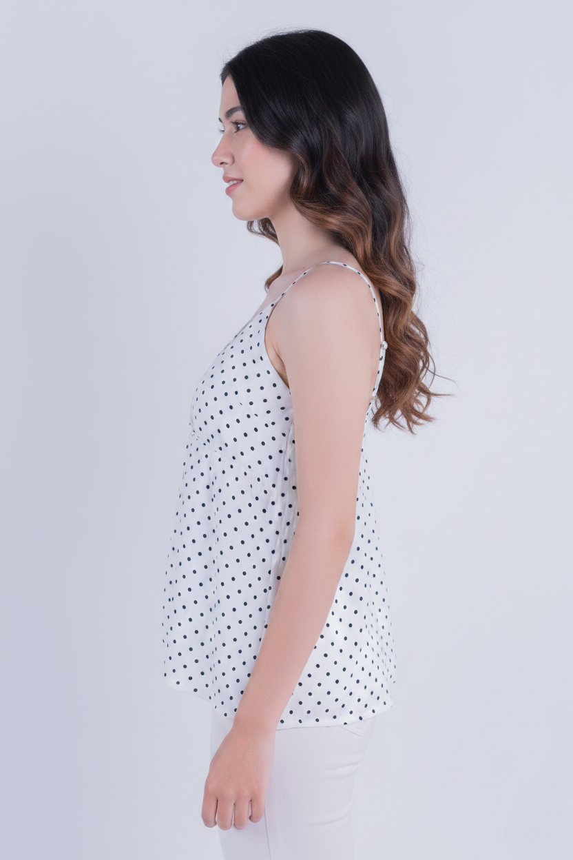 Blusa de tirantes escote en V estampado de puntos