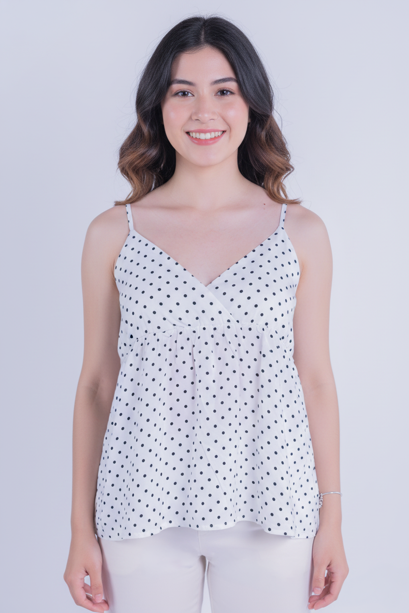 Blusa de tirantes escote en V estampado de puntos