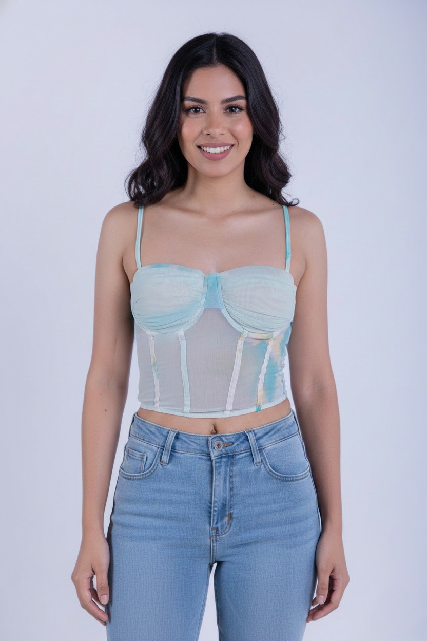 Crop top azul verde tipo verde