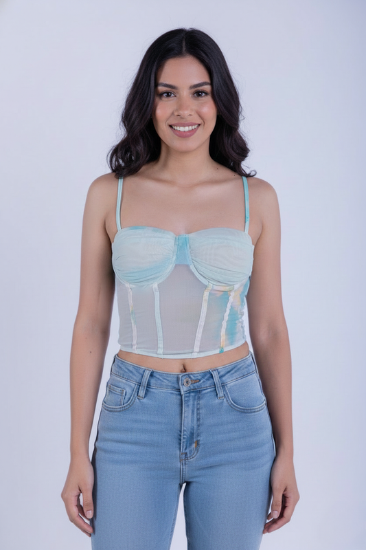 Crop top azul verde tipo verde
