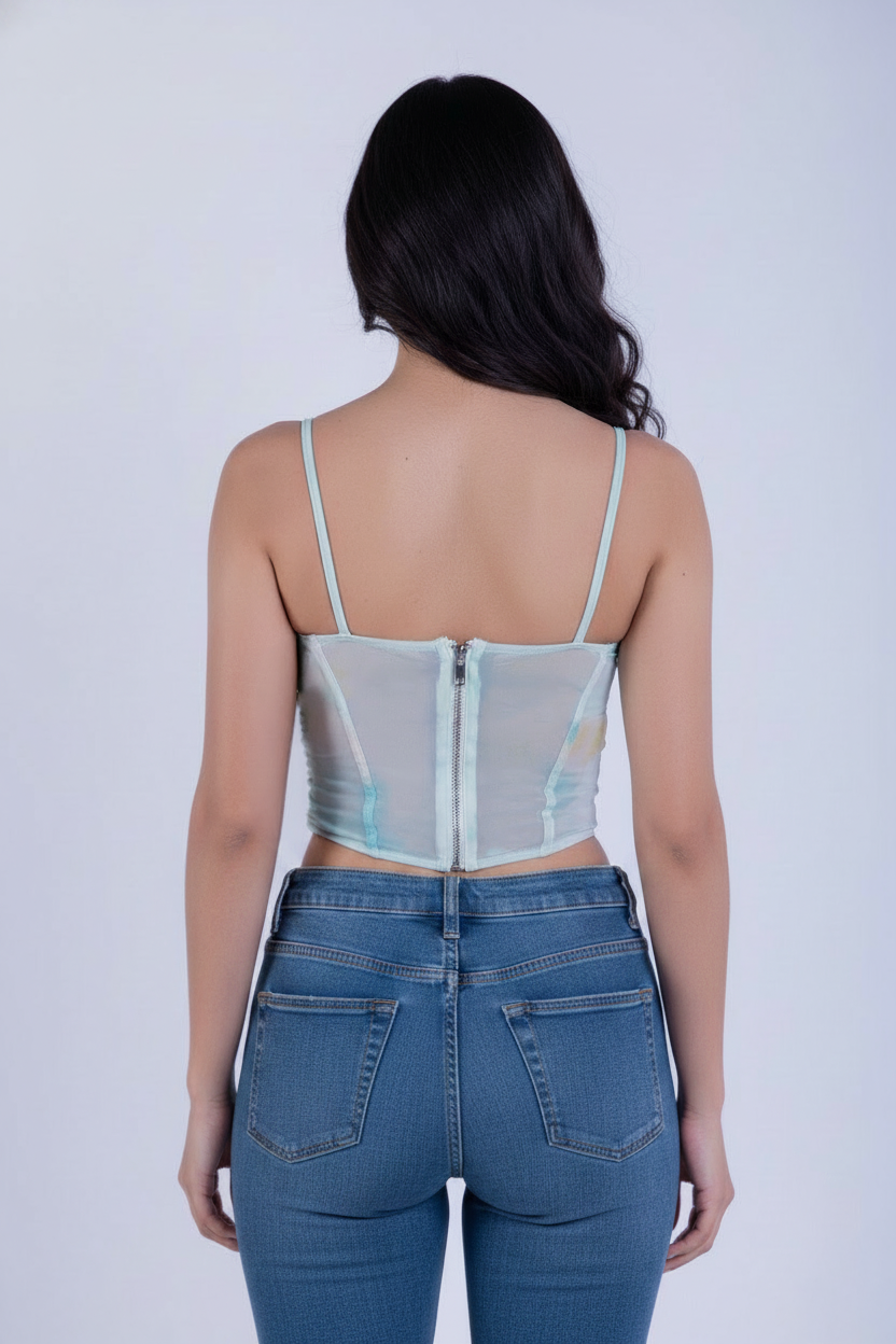 Crop top azul verde tipo verde