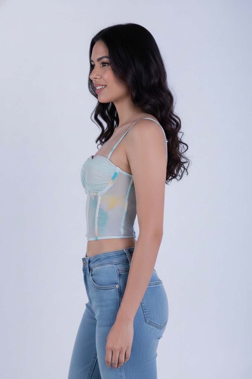 Crop top azul verde tipo verde