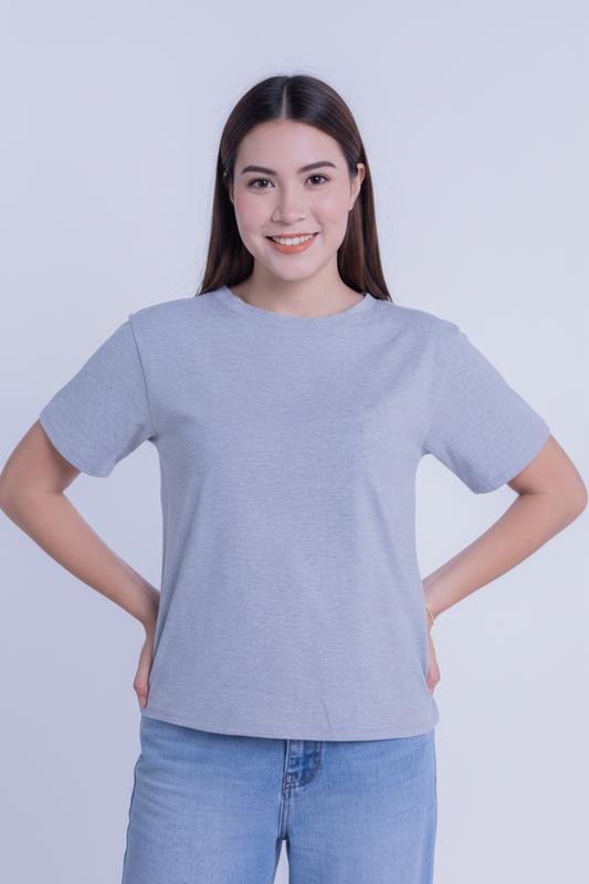 Blusa gris cuello redondo oversize