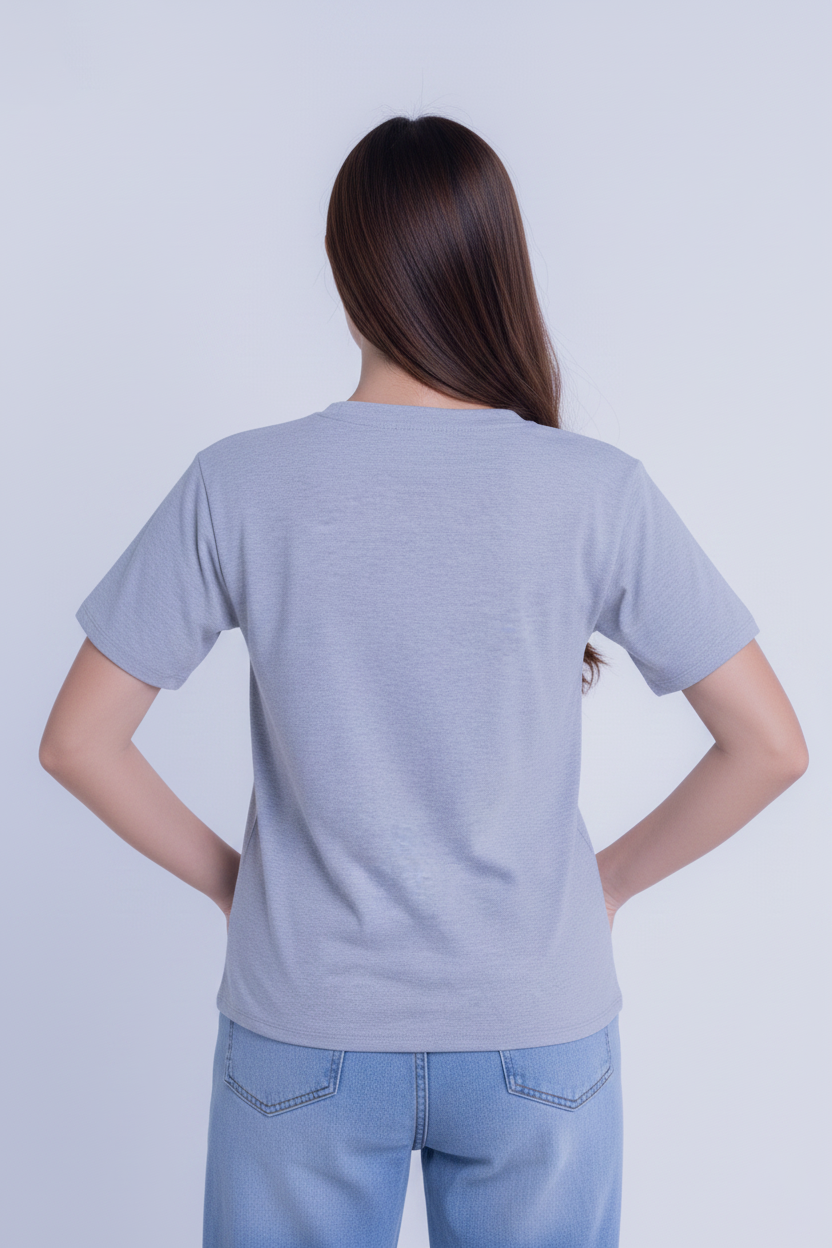 Blusa gris cuello redondo oversize