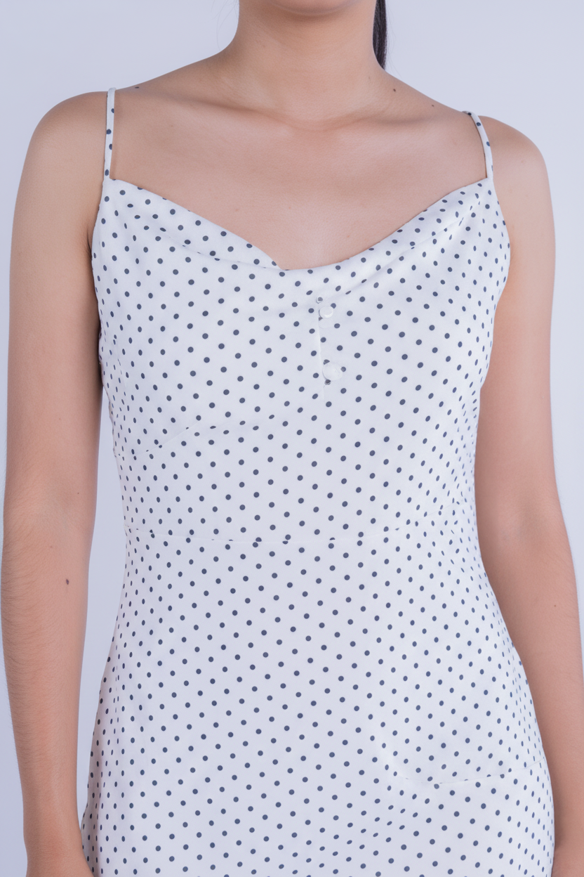 Vestido blanco de tirantes estampado de puntos
