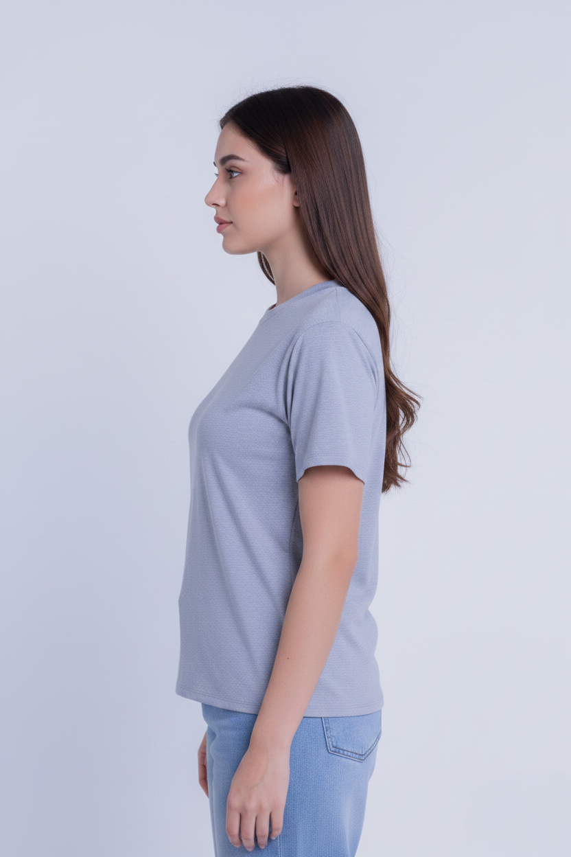 Blusa gris cuello redondo oversize