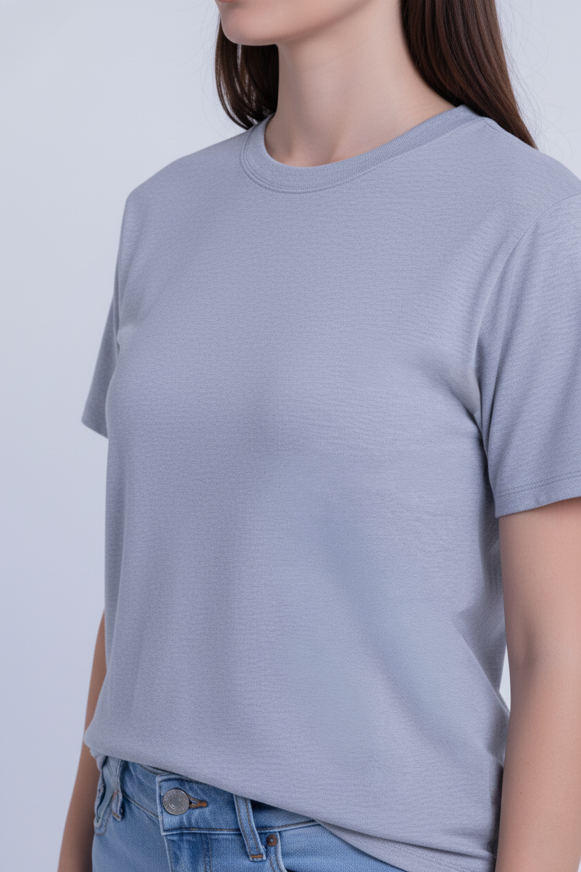 Blusa gris cuello redondo oversize