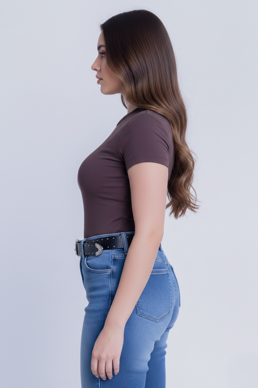 Blusa cafe manga corta basica