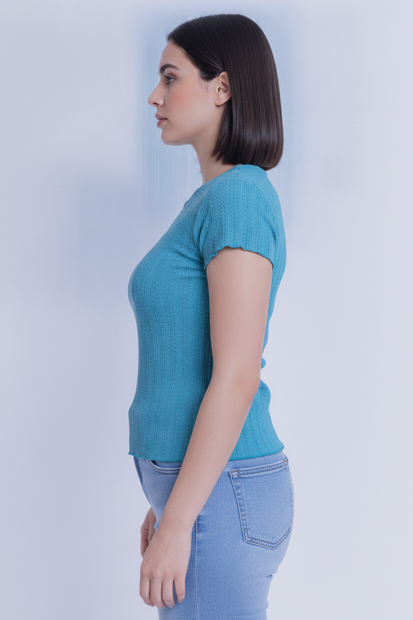 Blusa acqua abotonada acanalada