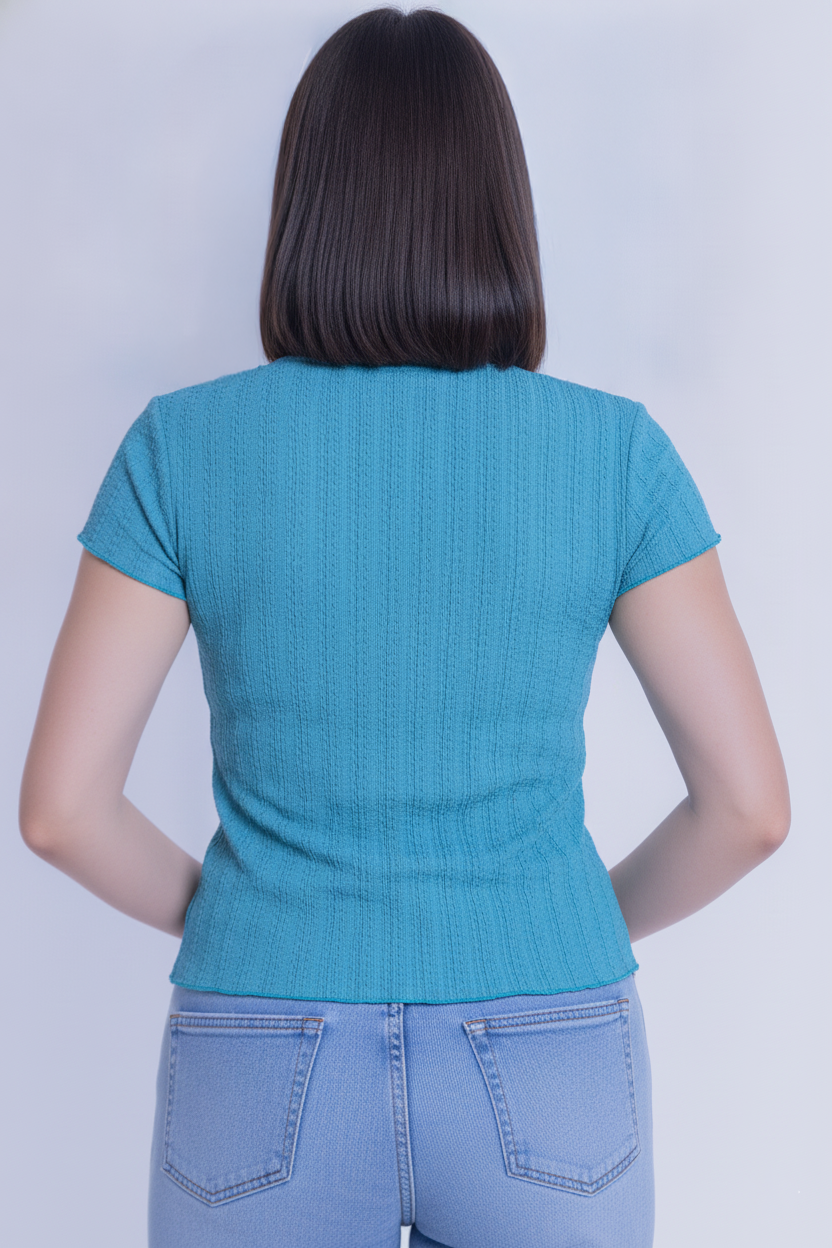 Blusa acqua abotonada acanalada