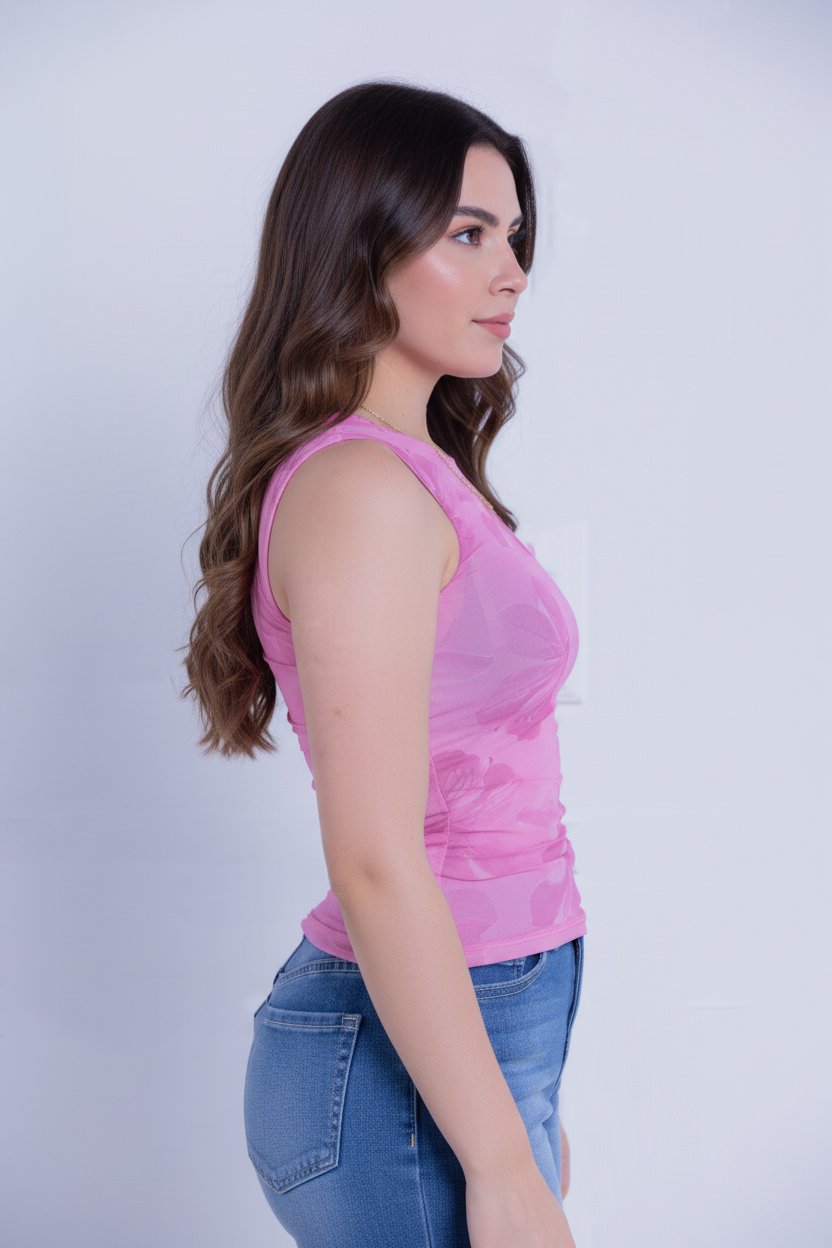 Blusa mesh con estampado floral
