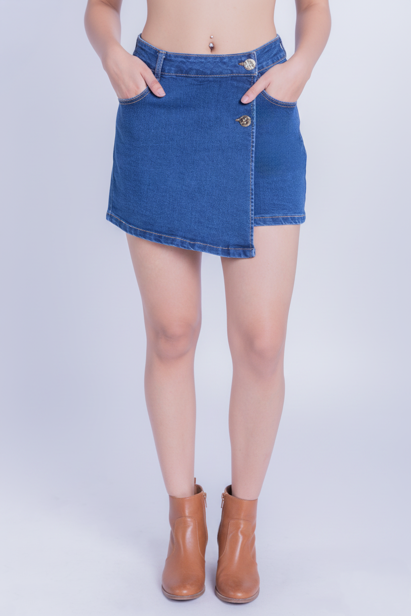 Short falda de mezclilla con ajuste lateral