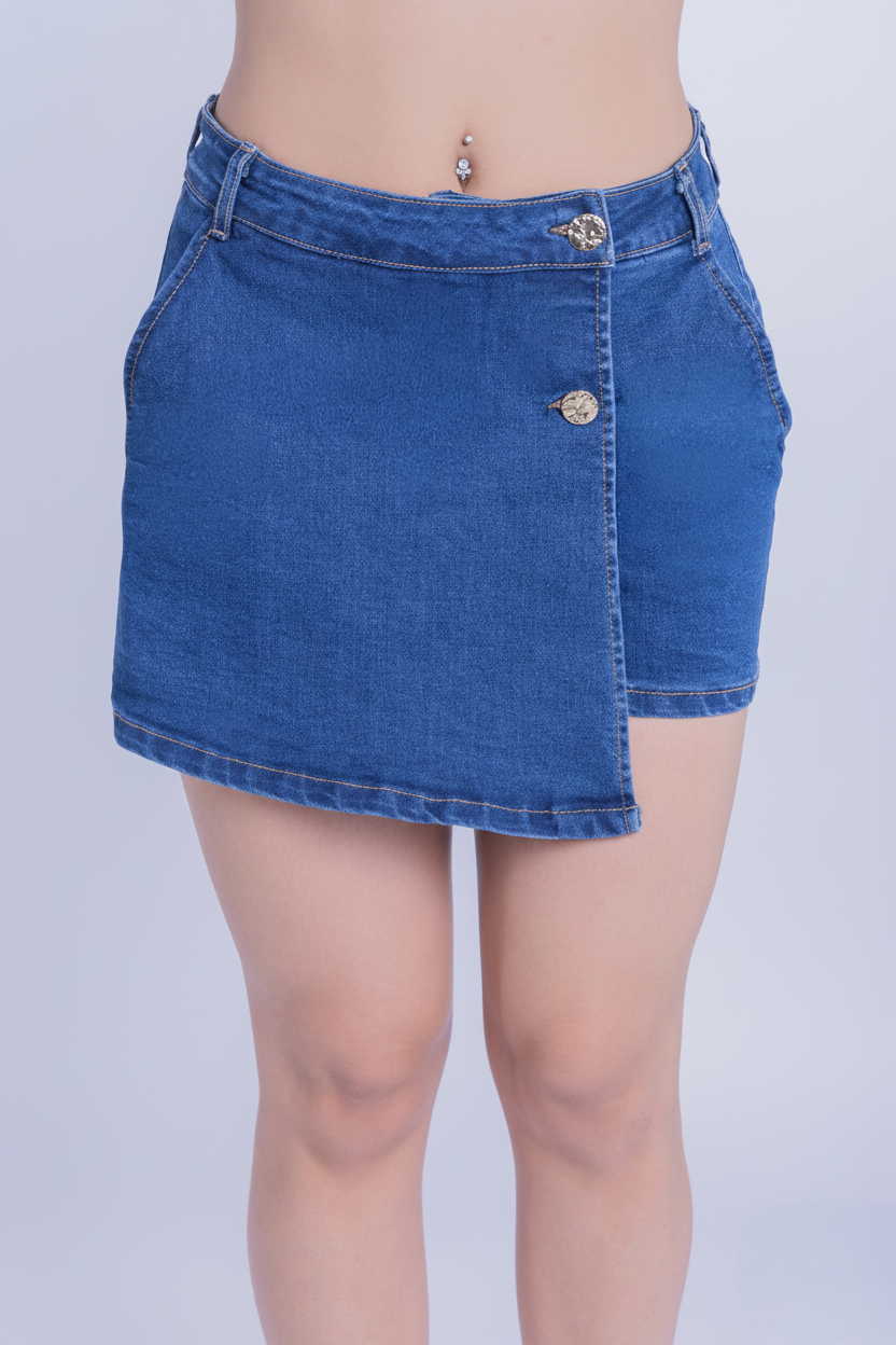 Short falda de mezclilla con ajuste lateral