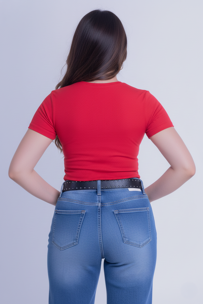 Crop top rojo cuello redondo