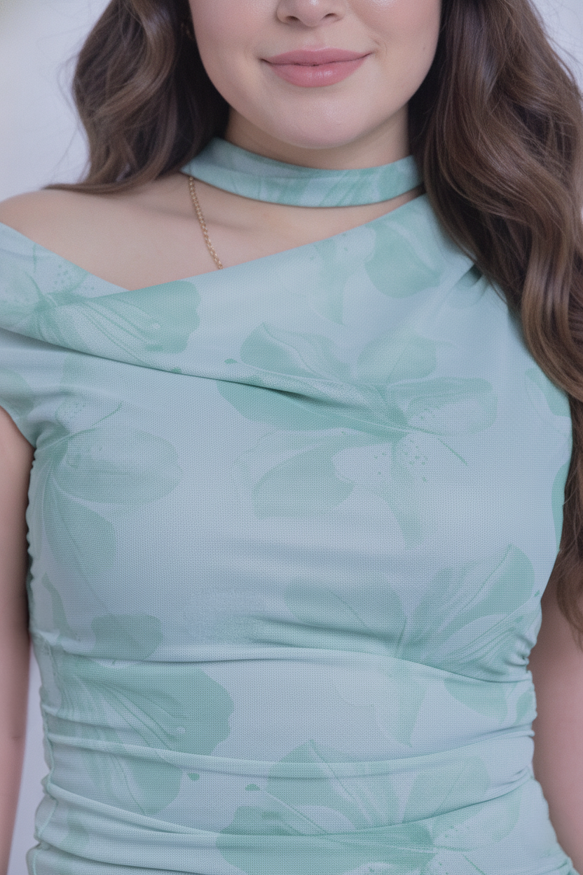 Blusa estampado de flores con amarre en cuello