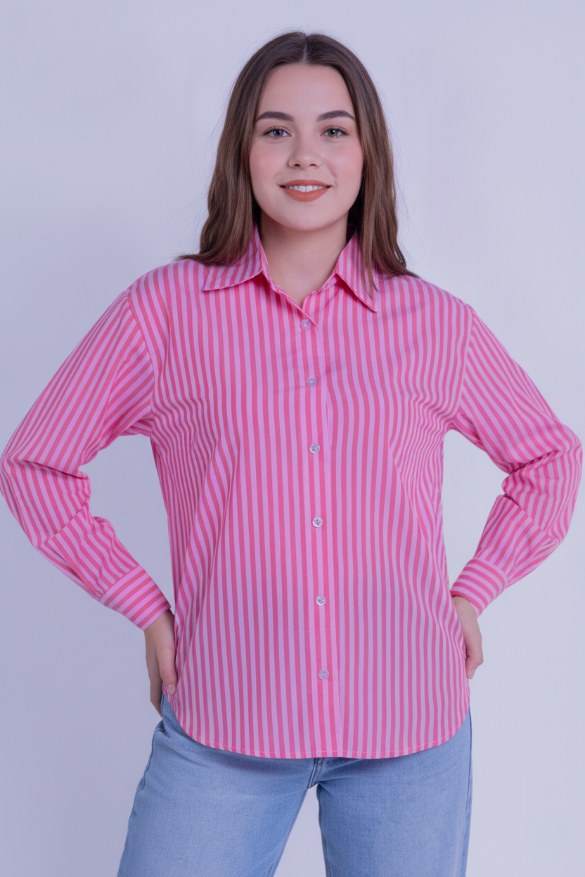 Blusa rayada abotonada oversize