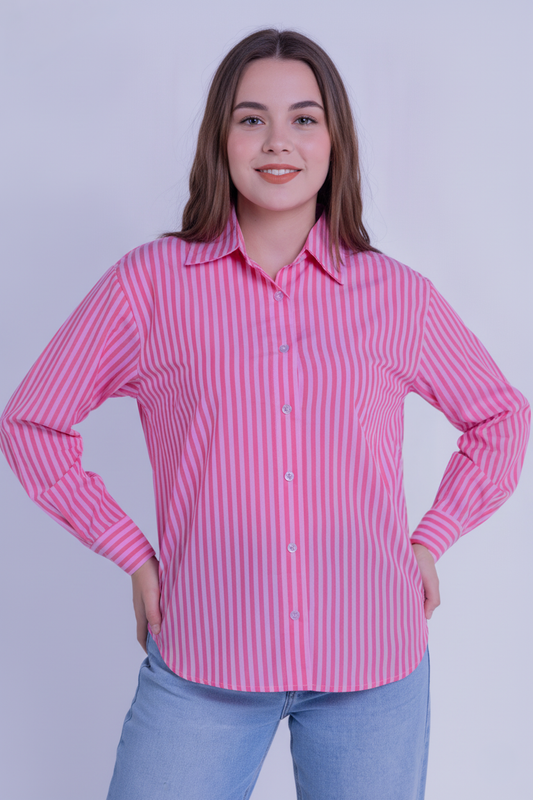 Blusa rayada abotonada oversize
