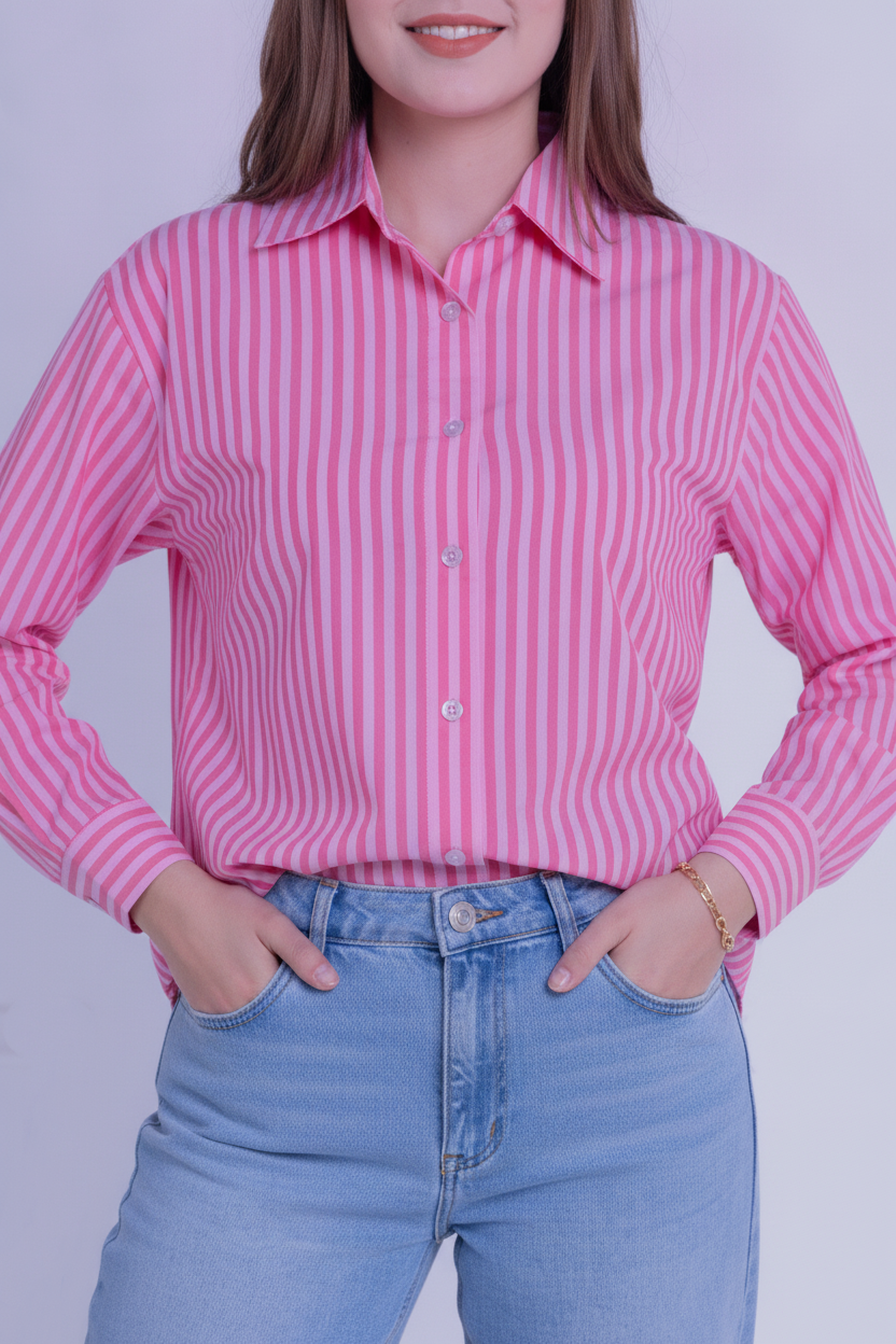 Blusa rayada abotonada oversize