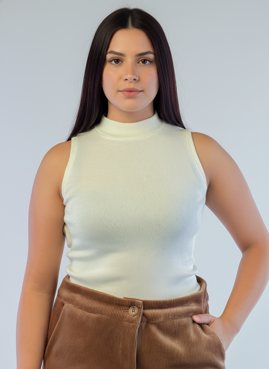 Tank top estilo suéter beige