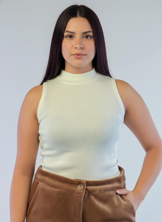 Tank top estilo suéter beige