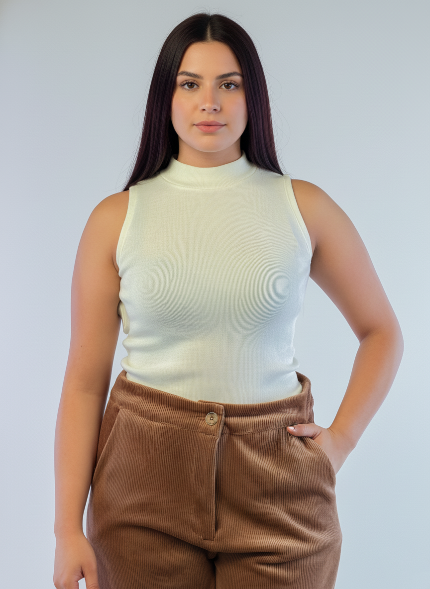 Tank top estilo suéter beige