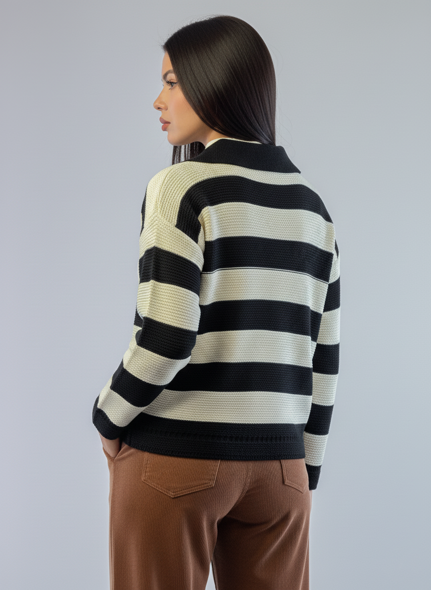 Suéter a rayas tejido cuello en V