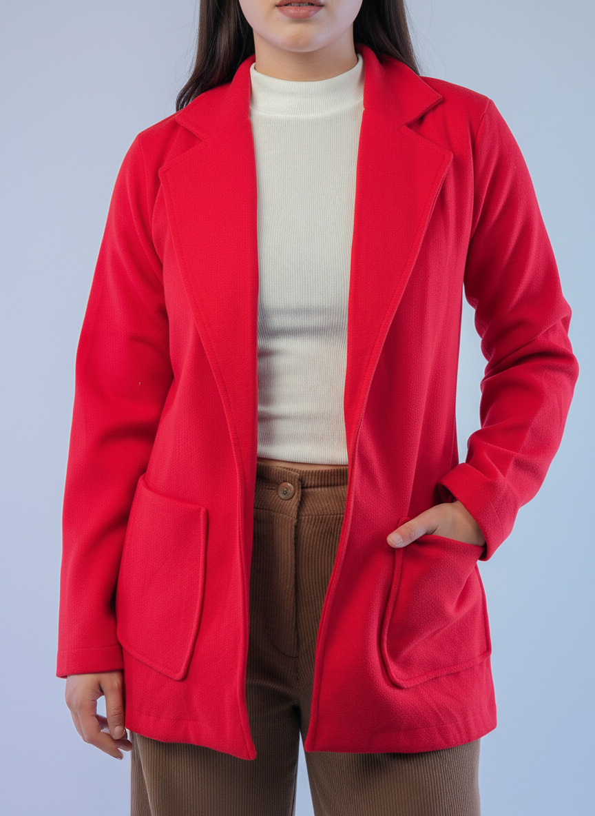 Saco rojo abierto con bolsas laterales