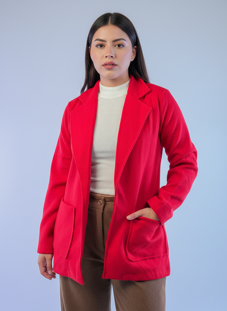 Saco rojo abierto con bolsas laterales