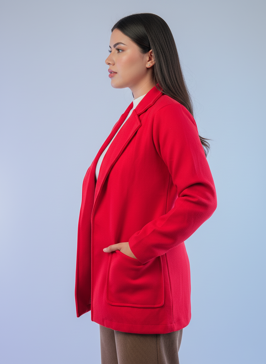 Saco rojo abierto con bolsas laterales