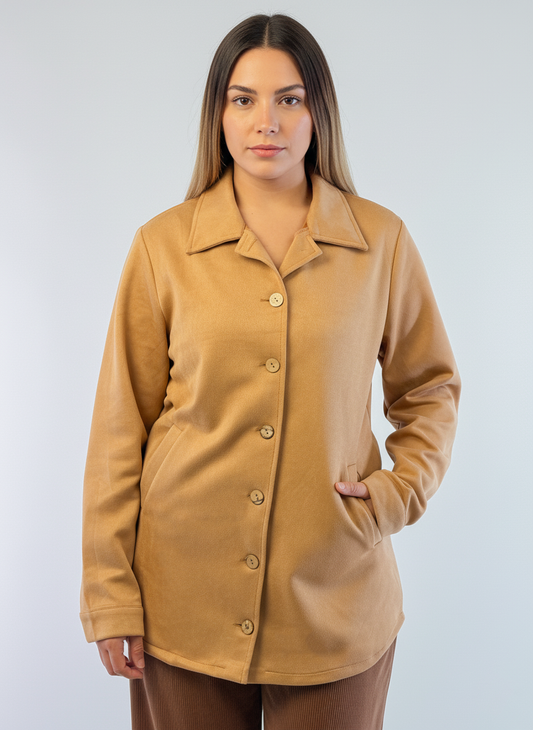 Blusa cafe abotonada tipo camisola