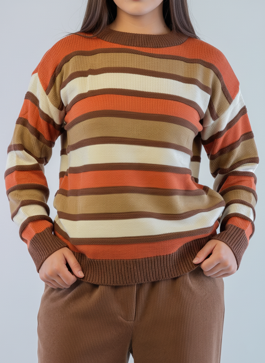 Suéter naranja con rayas horizontales