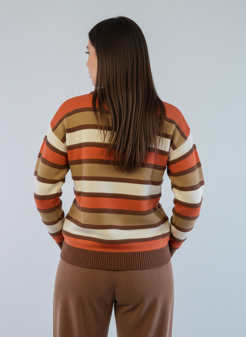 Suéter naranja con rayas horizontales