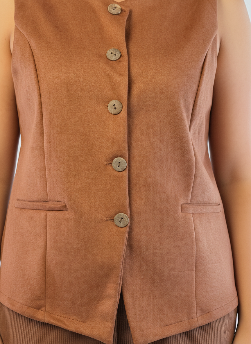 Chaleco de terciopelo seccionado abotonado