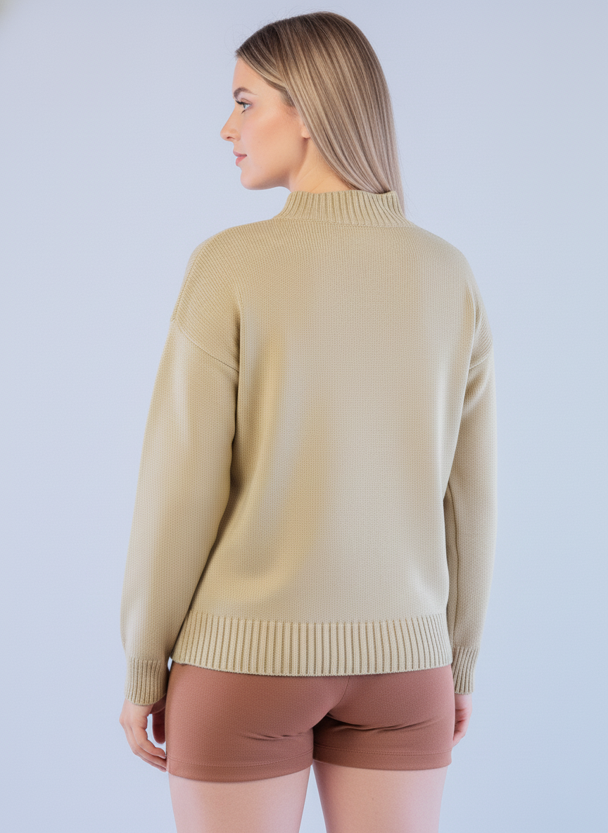 Suéter cafe tejido con estampado de oso